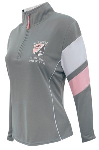 Design half - chest zipper female racing training dress custom - made women's grey racing training dress shirt sleeve matching color design printed LOGO International invitational equestrian Tournament Australia W225